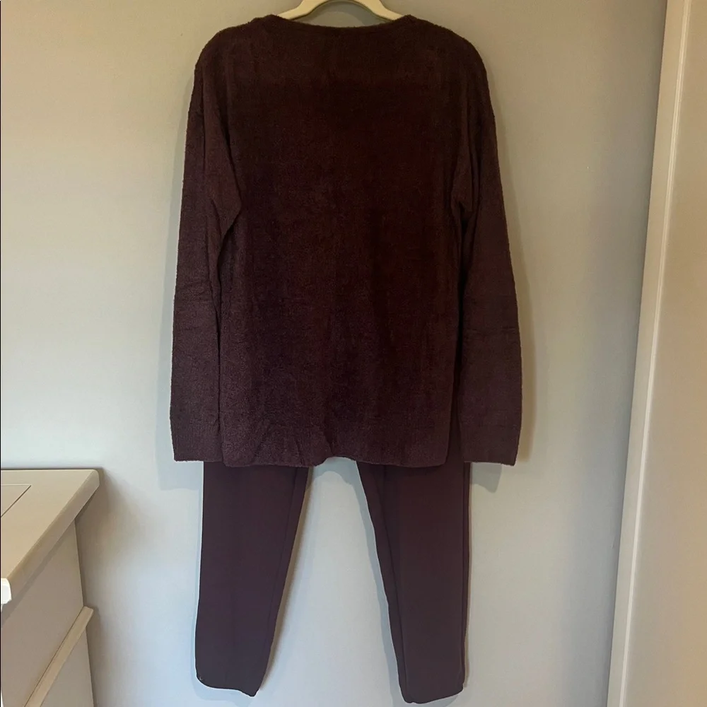 Barefoot Dreams Cozy Burgundy Fig Sweater and Jogger Pants Set Medium TALL - Picture 5 of 13